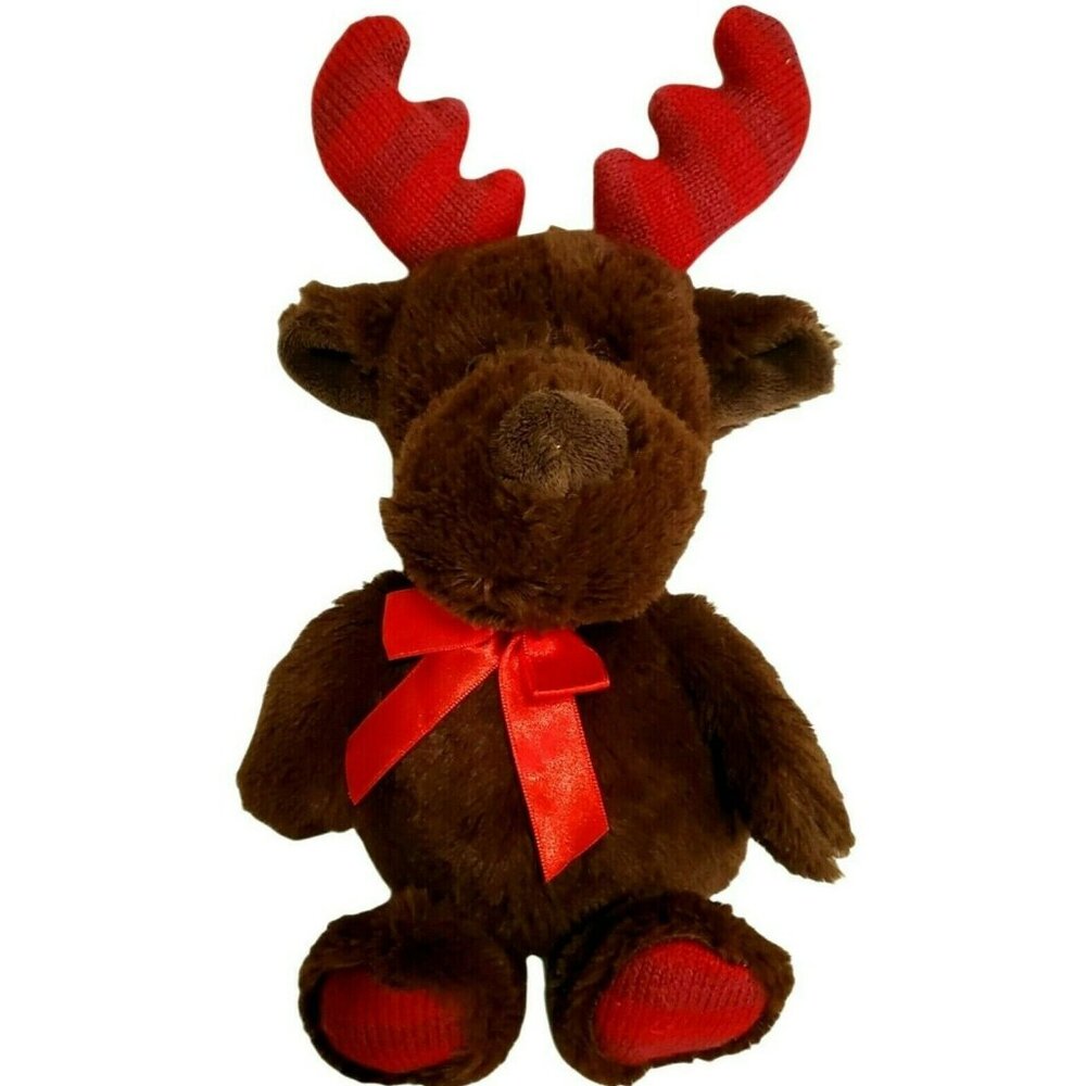 Plush Christmas Moose Brown Stuffed Knit Antler Deer Dan Dee Collector's Choice